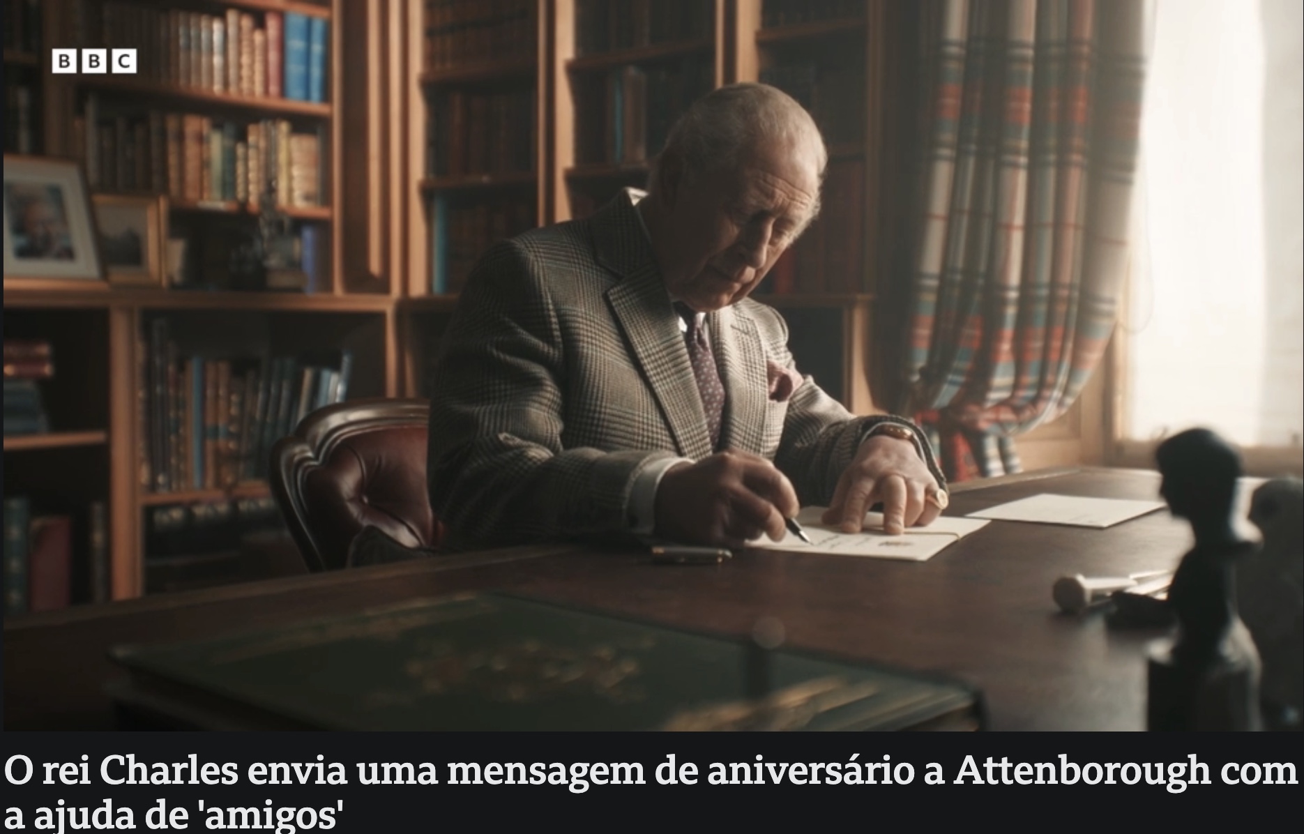 Cena do curta especial da BBC em homenagem a Sir David Attenborough